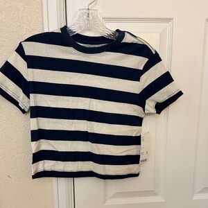 BDG Kids Navy and Cream Striped Tee